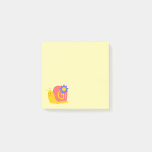 Happy pink and green snail post-it notes