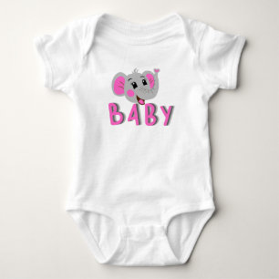 Happy Pink Baby Elephant Bodysuit