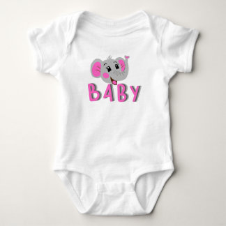 Happy Pink Baby Elephant Bodysuit