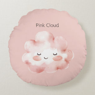 Happy Pink Cloud Eyelashes Round Cushion