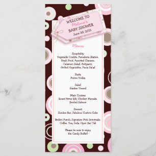 Happy Pink Dots Baby Shower Menu Card