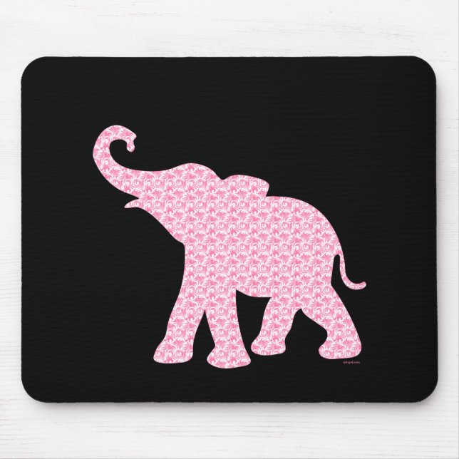 Happy Pink Elephant-Art Pattern Cute Mouse Mat (Front)