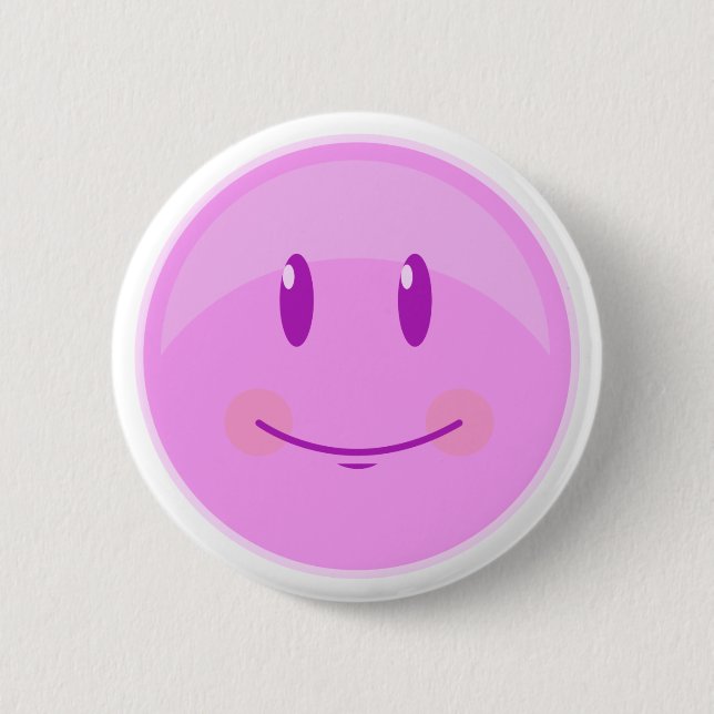 Happy Pink Face 6 Cm Round Badge (Front)