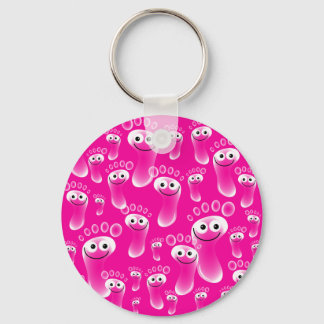 Happy Pink Feet Key Ring