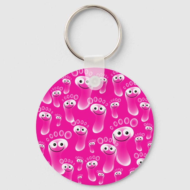 Happy Pink Feet Key Ring (Front)