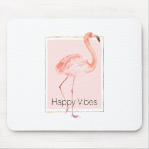 Happy Pink Flamingo Mouse Mat