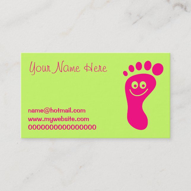 Happy Pink Foot Business Card (Front)