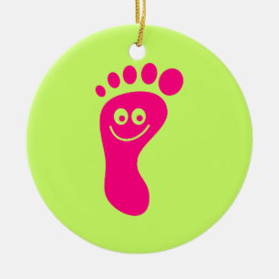 Happy Pink Foot Ceramic Tree Decoration