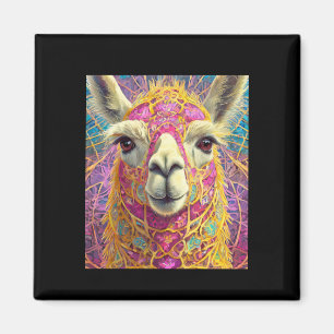 Happy Pink Lama Alpaca Sticker  Magnet