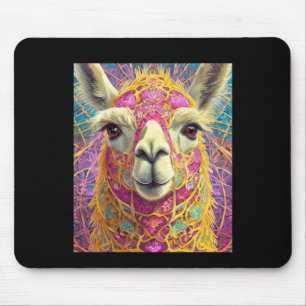 Happy Pink Lama Alpaca Sticker Mouse Mat