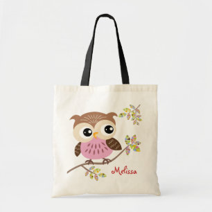 Happy Pink Owl Tote Bag