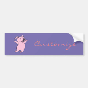 Happy Pink Pig Jumping Thunder_Cove Bumper Sticker