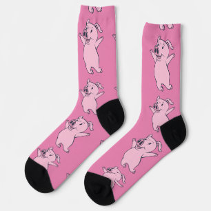 Happy Pink Pig Jumping Thunder_Cove Socks