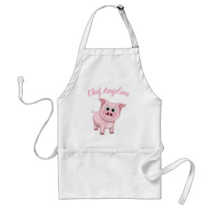 Happy Pink Pig Personalised Standard Apron