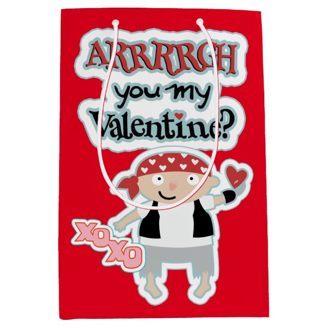 Happy Pirate Valentine Medium Gift Bag (Front)