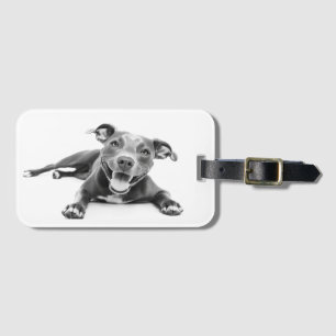 Happy Pitbull dog Luggage Tag