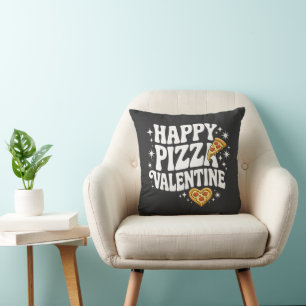 Happy Pizza Valentine Funny Pizza Love Design Cushion