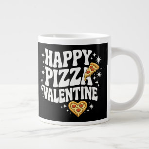 Happy Pizza Valentine Funny Pizza Love Design Large Coffee Mug