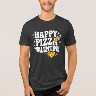 Happy Pizza Valentine Funny Pizza Love Design Tri-Blend Shirt