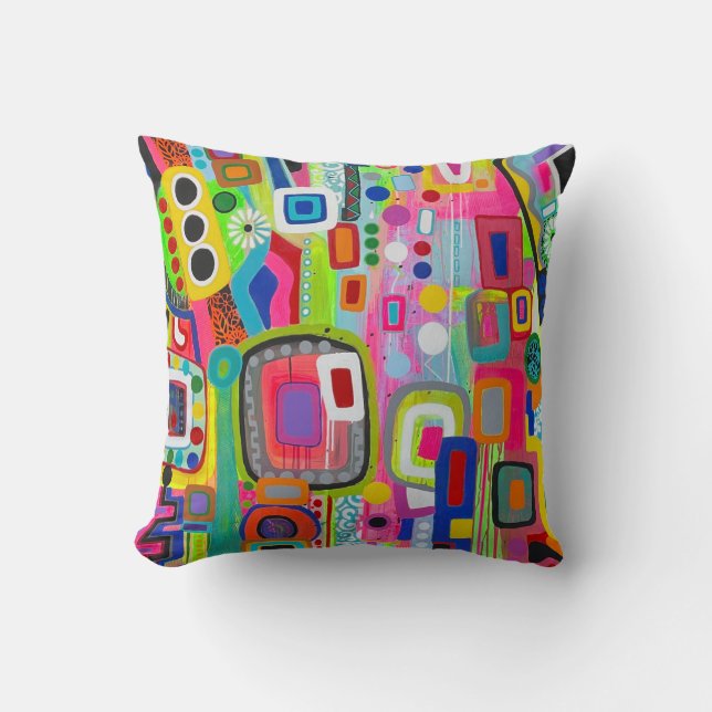 Happy Place 16 x 16 Poly Throw Pillow (Front)