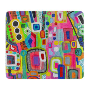 Happy Place 6 x 7 Deco Glass Cutting Board