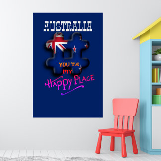 Happy Place Australian 3D Hashtag Flag Colours Poster