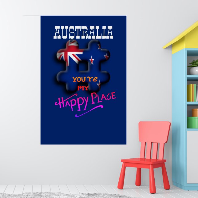 Happy Place Australian 3D Hashtag Flag Colours Poster (Nursery 1)