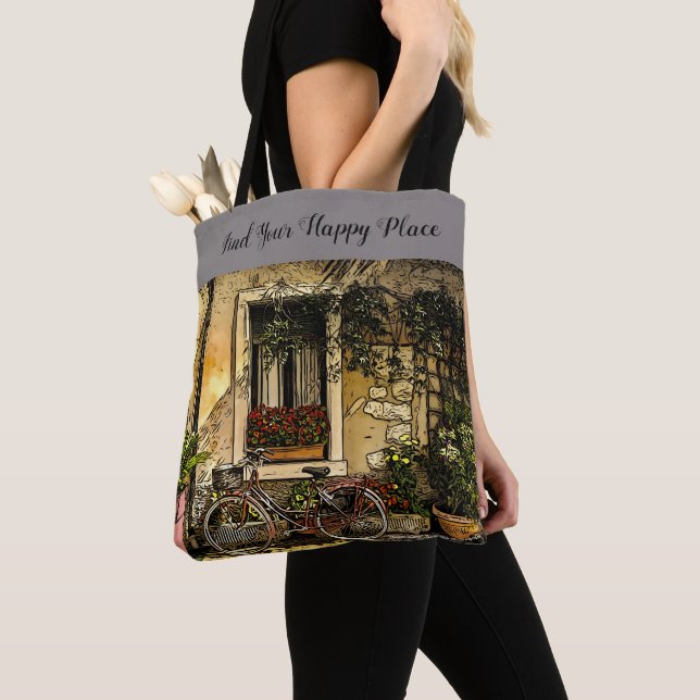 Happy Place, bicycle, Tote Bag (Close Up)