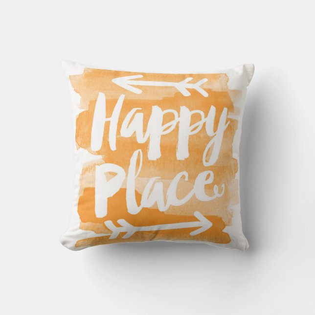 Happy Place - Orange Pillow (Front)