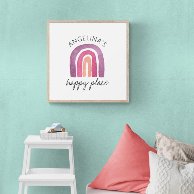 Happy Place Purple Pink Cute Kids Room Poster (Creator Uploaded)