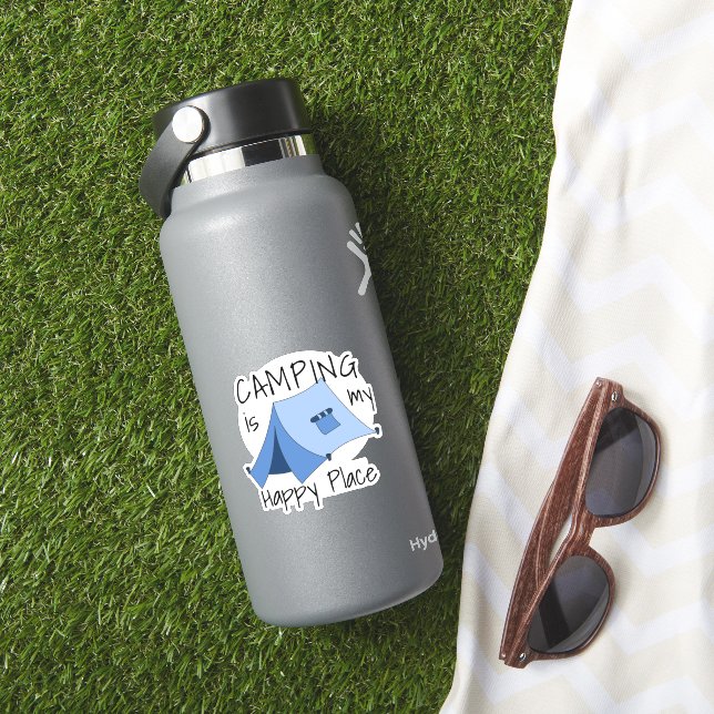 Happy Place Tent Camping Vinyl Sticker (HydroFlask Insitu)