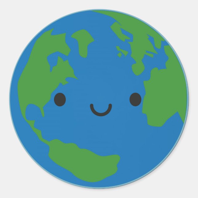 Happy Planet Earth Classic Round Sticker (Front)