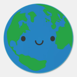 Happy Planet Earth Classic Round Sticker
