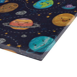 Happy Planets Glass Cutting Board