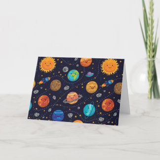 Happy Planets Greeting Card (Blank)