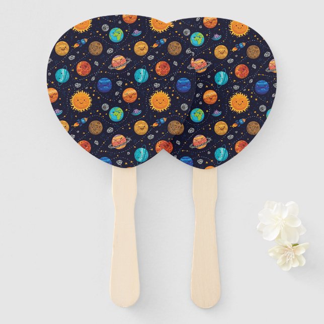 Happy Planets Hand Fans (Front and Back)
