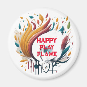 Happy Play Flame Design for a Bold and Vibrant Magnet