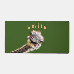 Happy Playful Ostrich Custom Colours and Text Funn Desk Mat