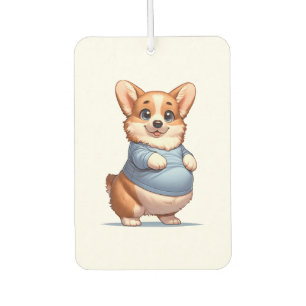 Happy Playful Pup Big Belly Corgi Smiles Tee funny Car Air Freshener