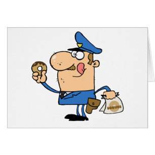 Happy Police Officer Eating Doughnut