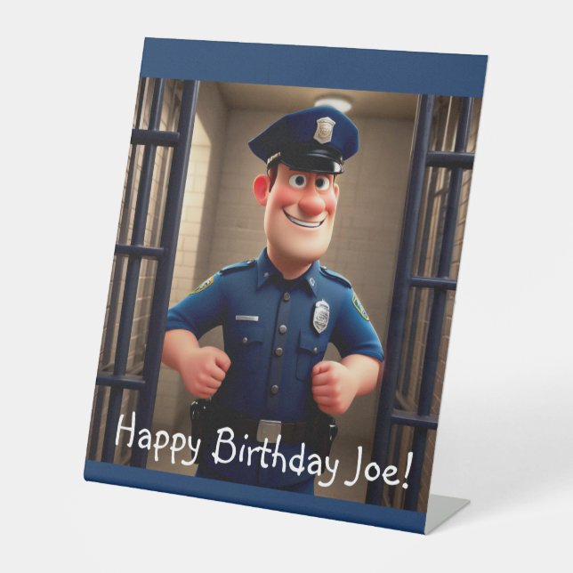 Happy Policeman Pedestal Sign (Front)