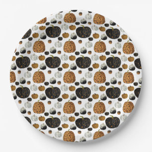 Happy polka dots pumpkin paper plate
