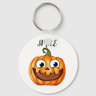 Happy polka dots pumpkin thanksgiving key ring