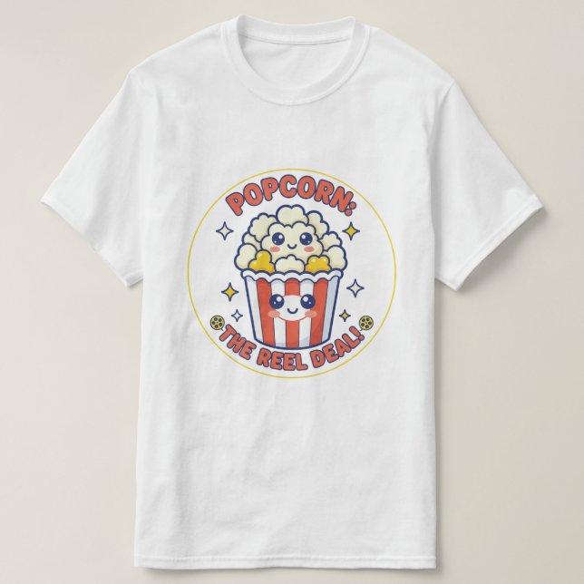 Happy Popcorn Movie Lover Graphic T-Shirt (Design Front)