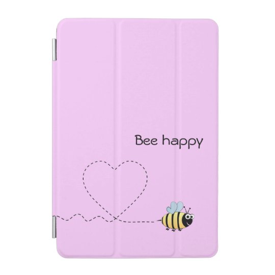 Happy positive bee in love cartoon pink iPad mini cover