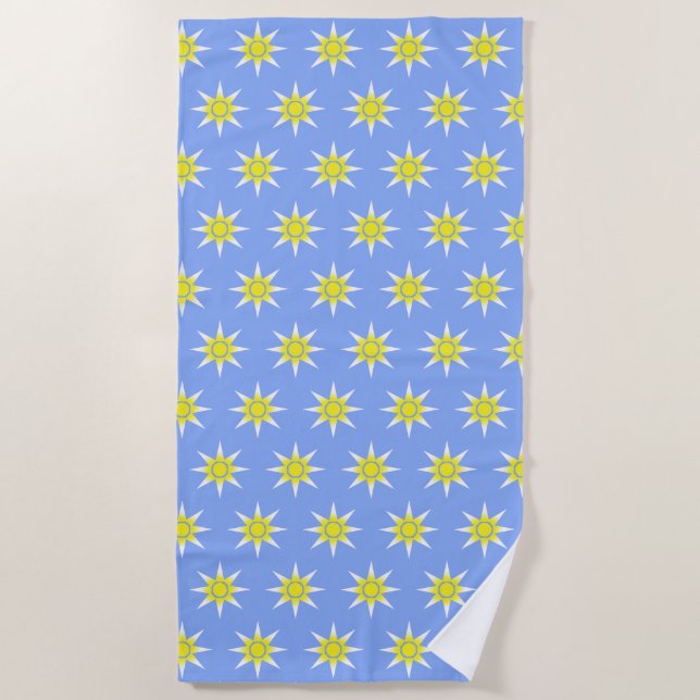 Happy Positive Magic Sun Pattern Beach Towel (Front)