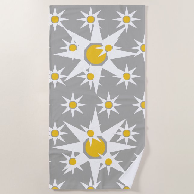 Happy Positive Magic Sun Pattern Beach Towel (Front)