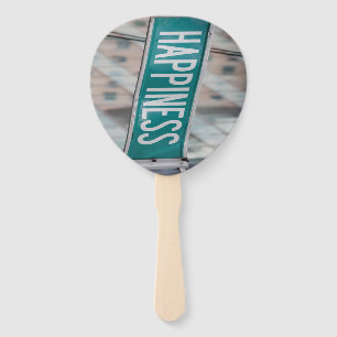 Happy Positive Motivational Words Street Sign Hand Fan