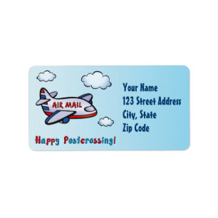 Happy Postcrossing! - Airmail. Label