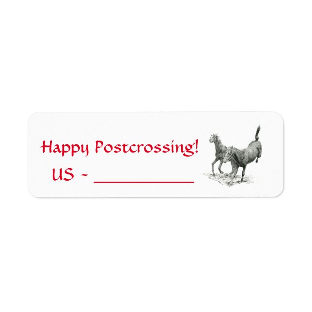 Happy Postcrossing Horse Labels (Front)